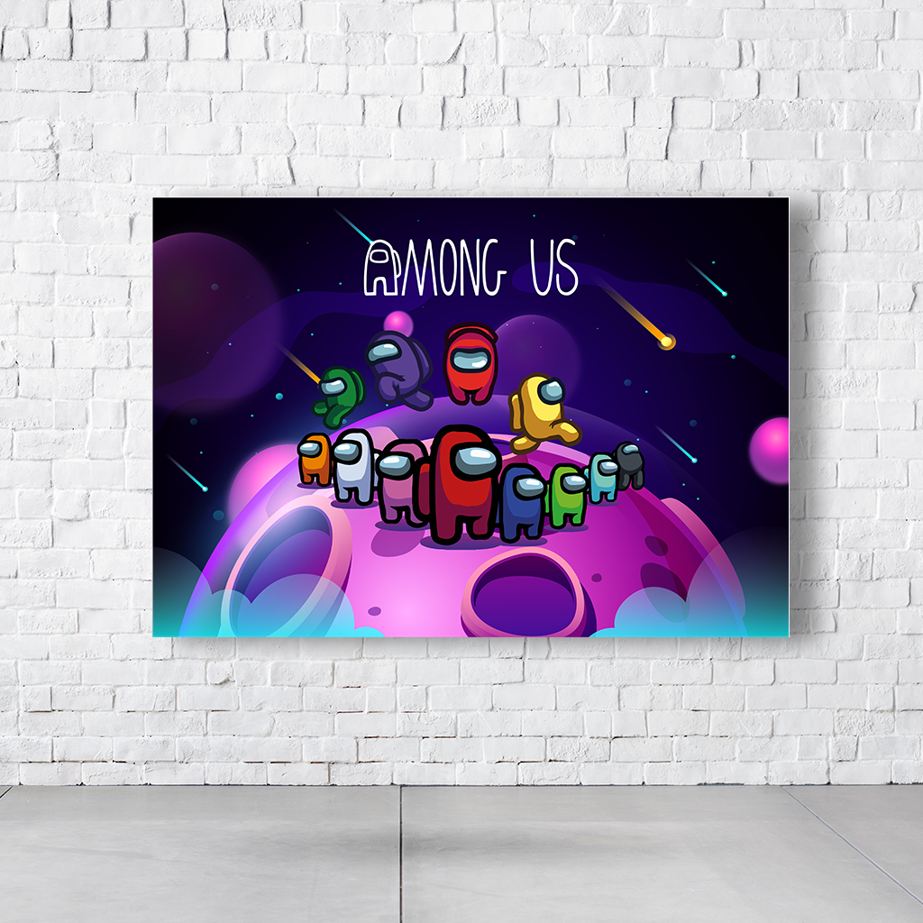 Painel Retangular Tema Among Us Em Tecido Oxford 100% Poliéster