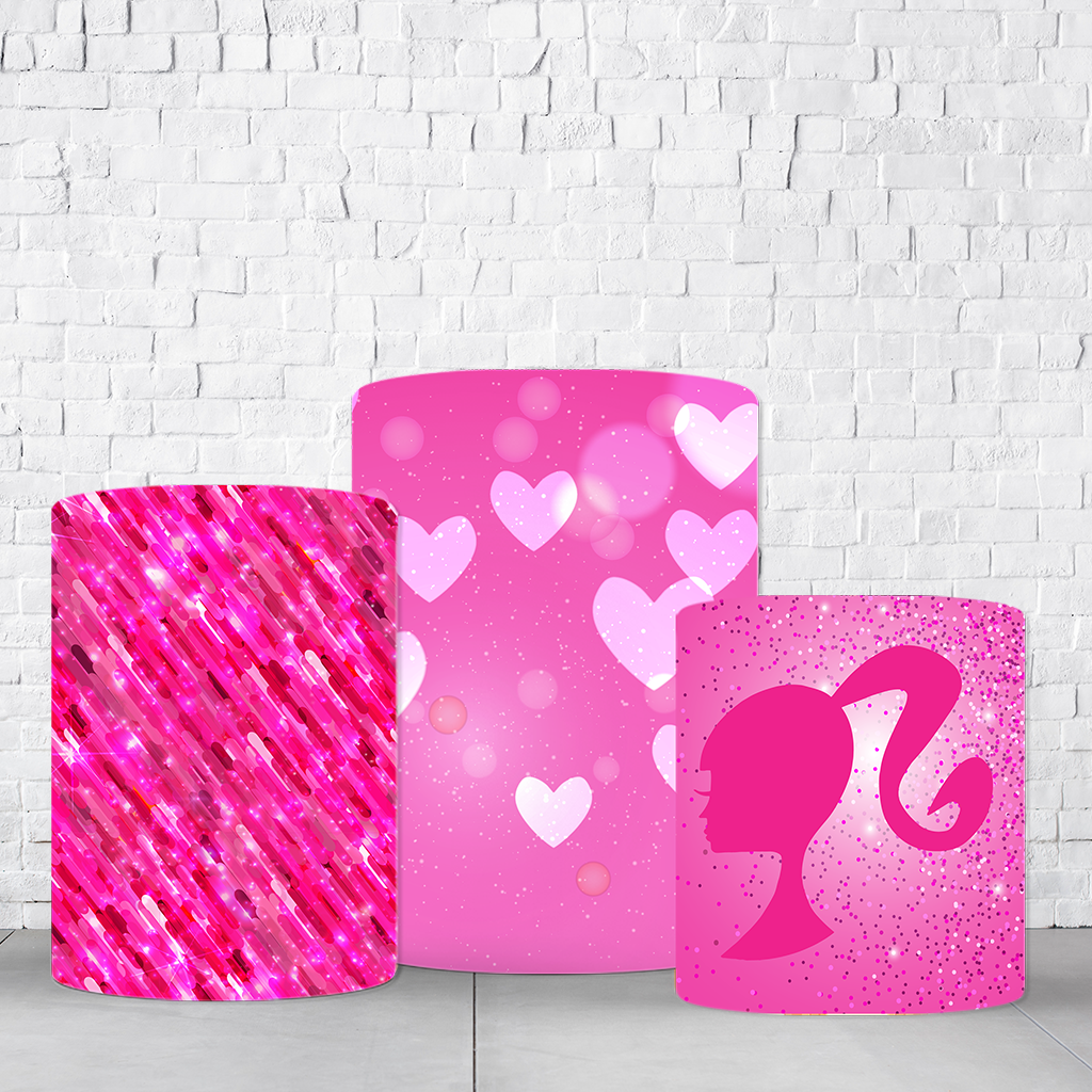 Trio de Cilindros Para Festas Barbie Em Tecido Helanca C/Elástico