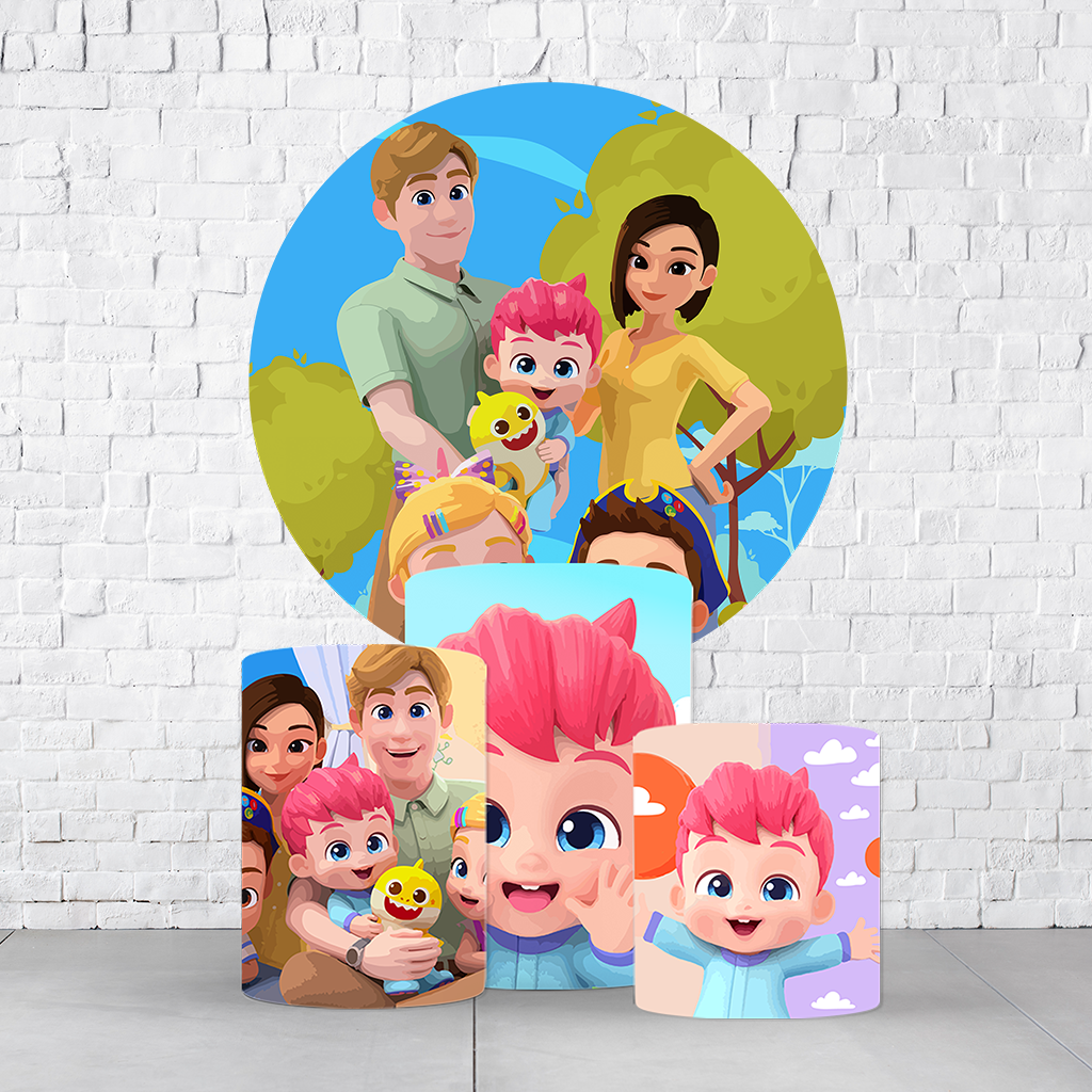 Kit Painel De Festa BebeFinn + Trio De Cilindros Em Tecido