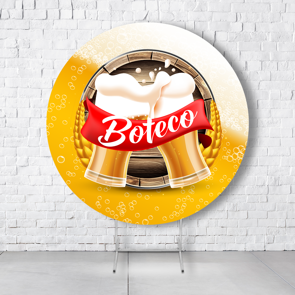 Painel De Festa Redondo Boteco Em Tecido Helanca C/Elástico 1,50x1,50