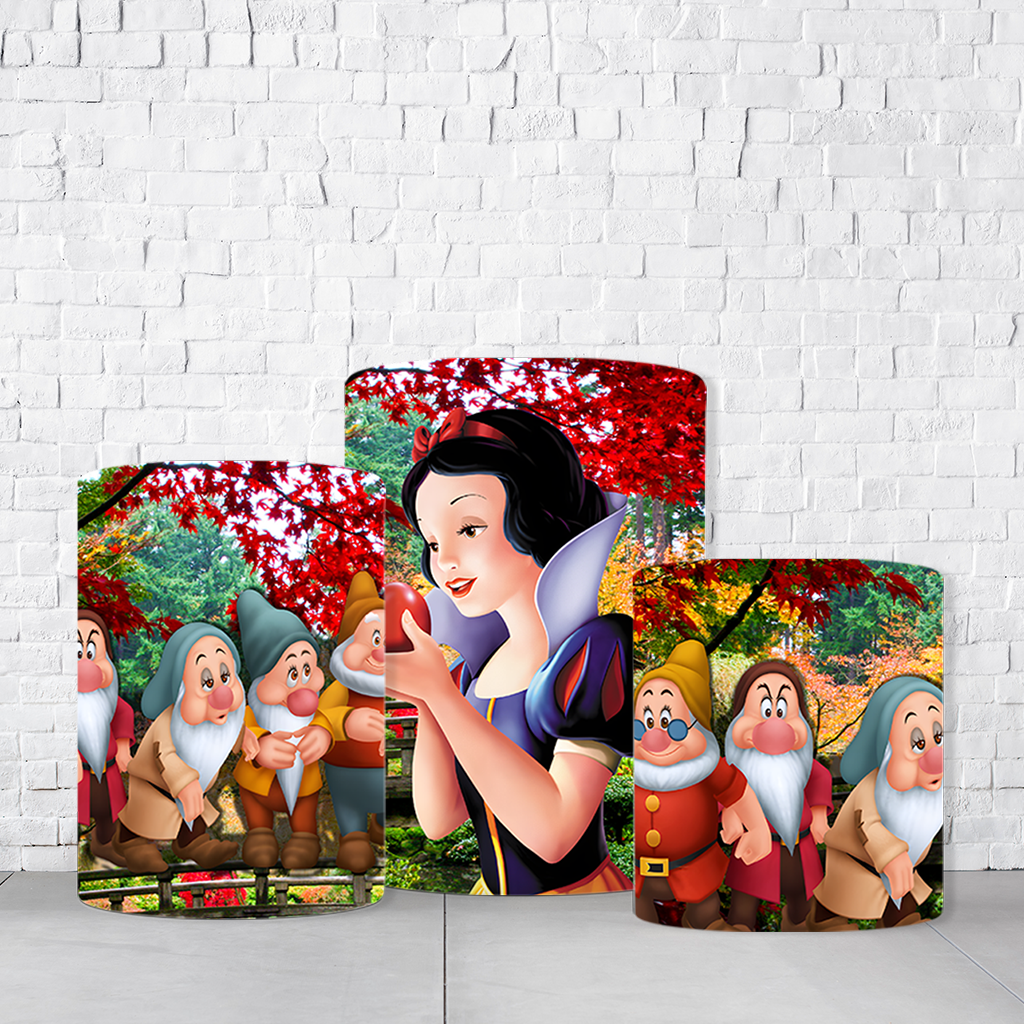 Trio de Cilindros Para Festas Branca De Neve Em Tecido Helanca C/Elástico