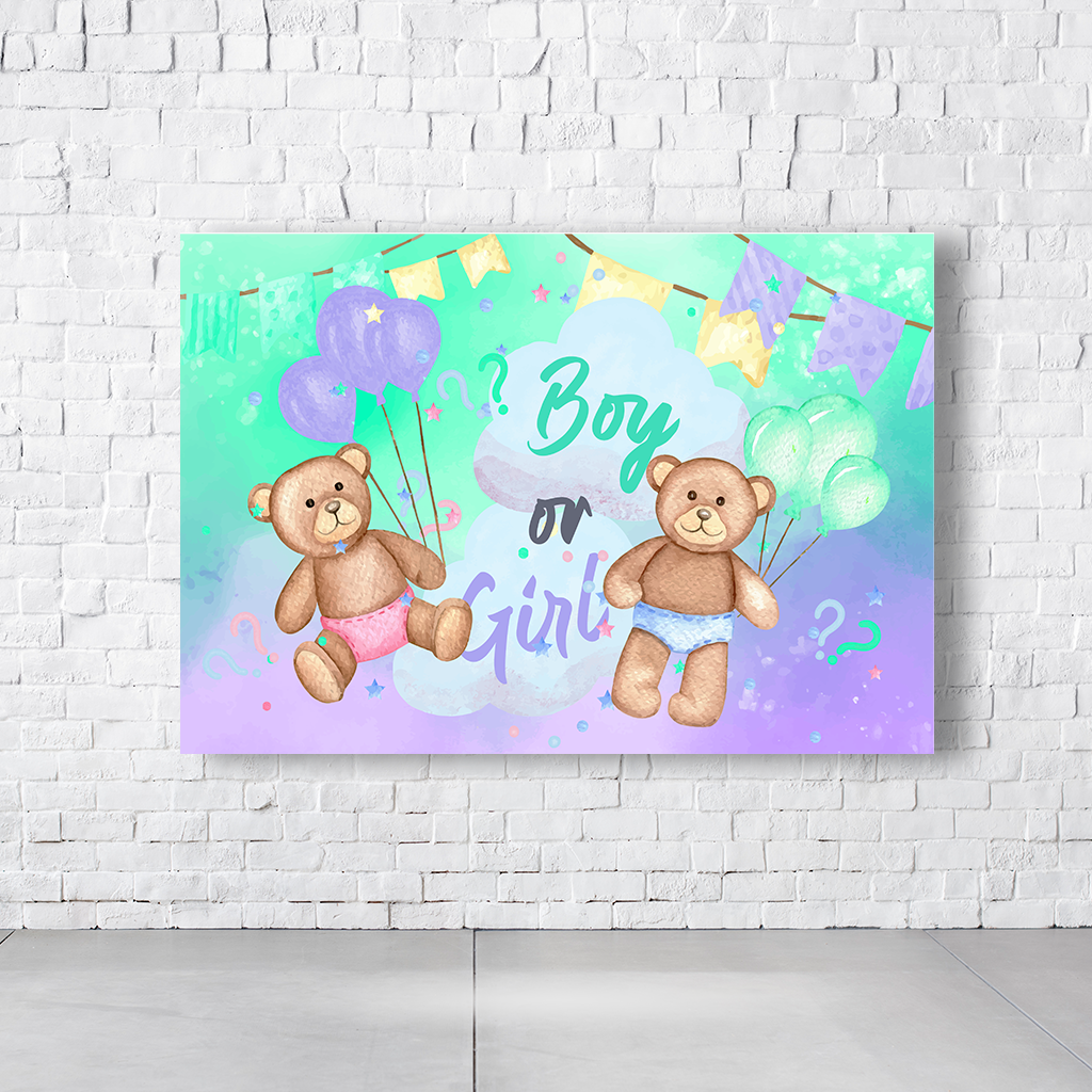 Painel Retangular Tema Chá Revelação Em Tecido Oxford 100% Poliéster  PAINEL106  