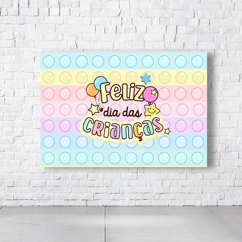 Painel Retangular Tema Dia Das Crianças Em Tecido Oxford 100% Poliéster