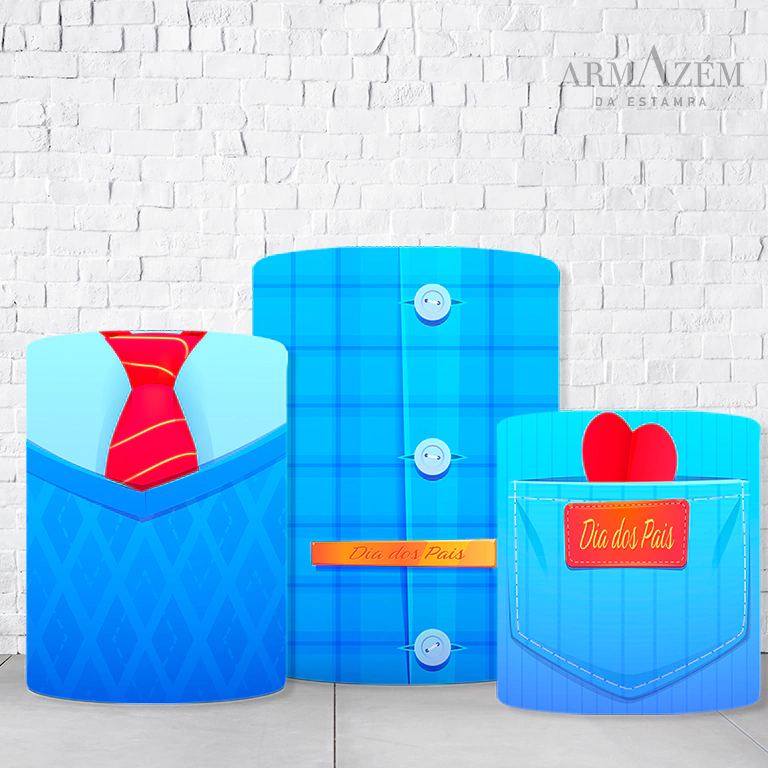 Trio de Cilindros Para Festas Dia Dos Pais Em Tecido Helanca C/Elástico - Imagem 4