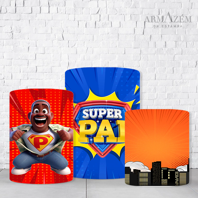 Trio de Cilindros Para Festas Dia Dos Pais Em Tecido Helanca C/Elástico - Imagem 1