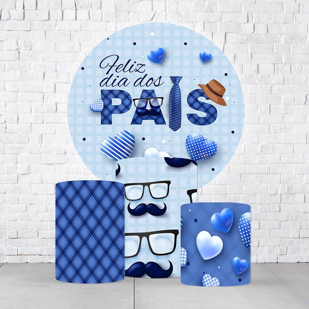 Kit Painel De Festa Dia Dos Pais + Trio De Cilindros Em Tecido  KITPAI880