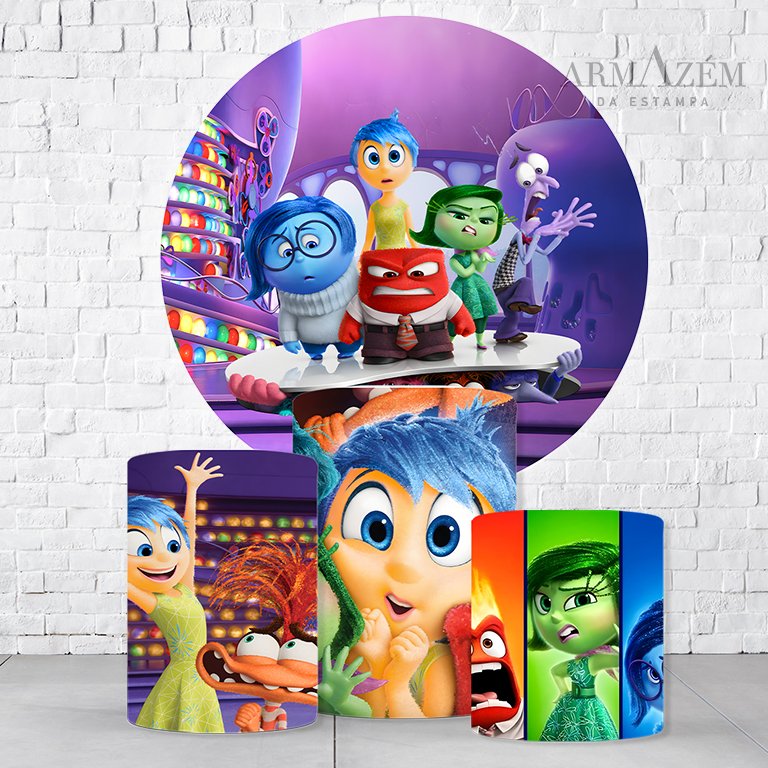 Kit Painel De Festa Divertidamente + Trio De Cilindros Em Tecido - Imagem 2