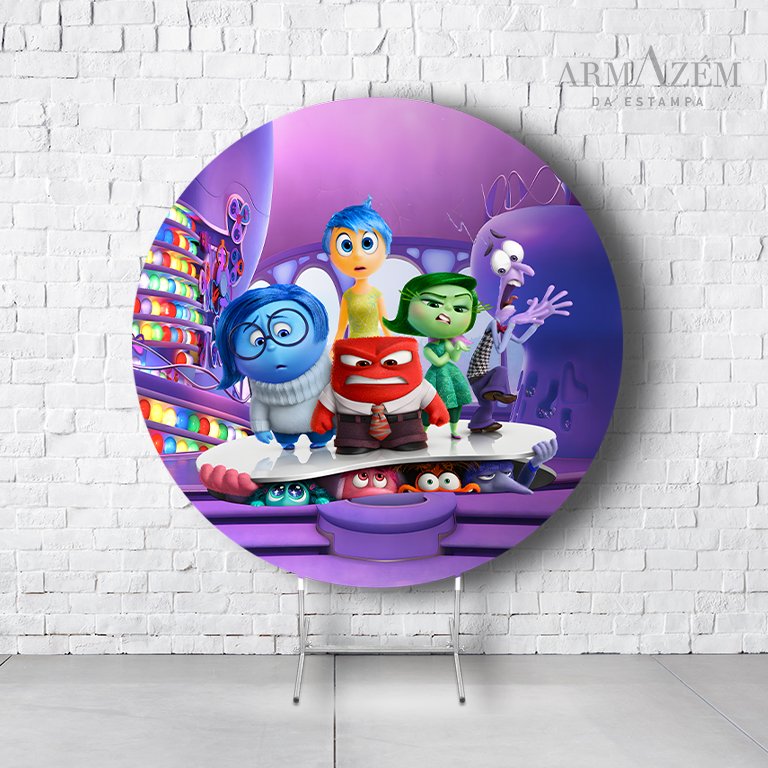 Painel De Festa Redondo Divertidamente Em Tecido Helanca C/Elástico 1,50x1,50  PAINEL395