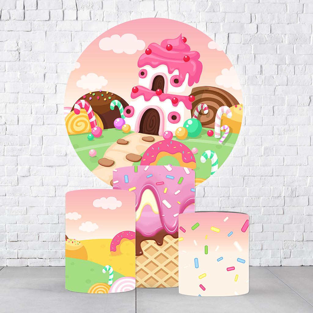 Kit Painel De Festa Doceria + Trio De Cilindros Em Tecido - Imagem 3