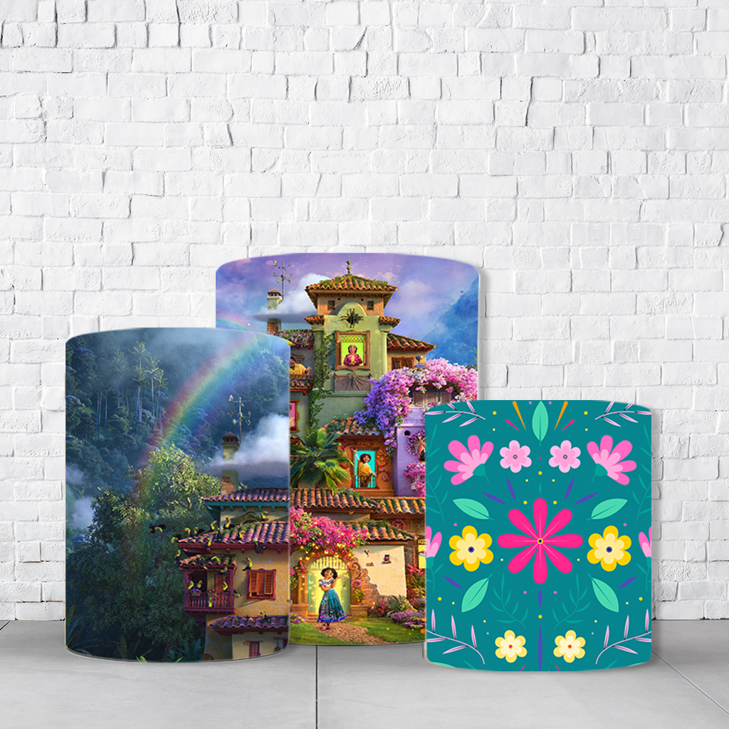 Trio de Cilindros Para Festas Encanto Em Tecido Helanca C/Elástico