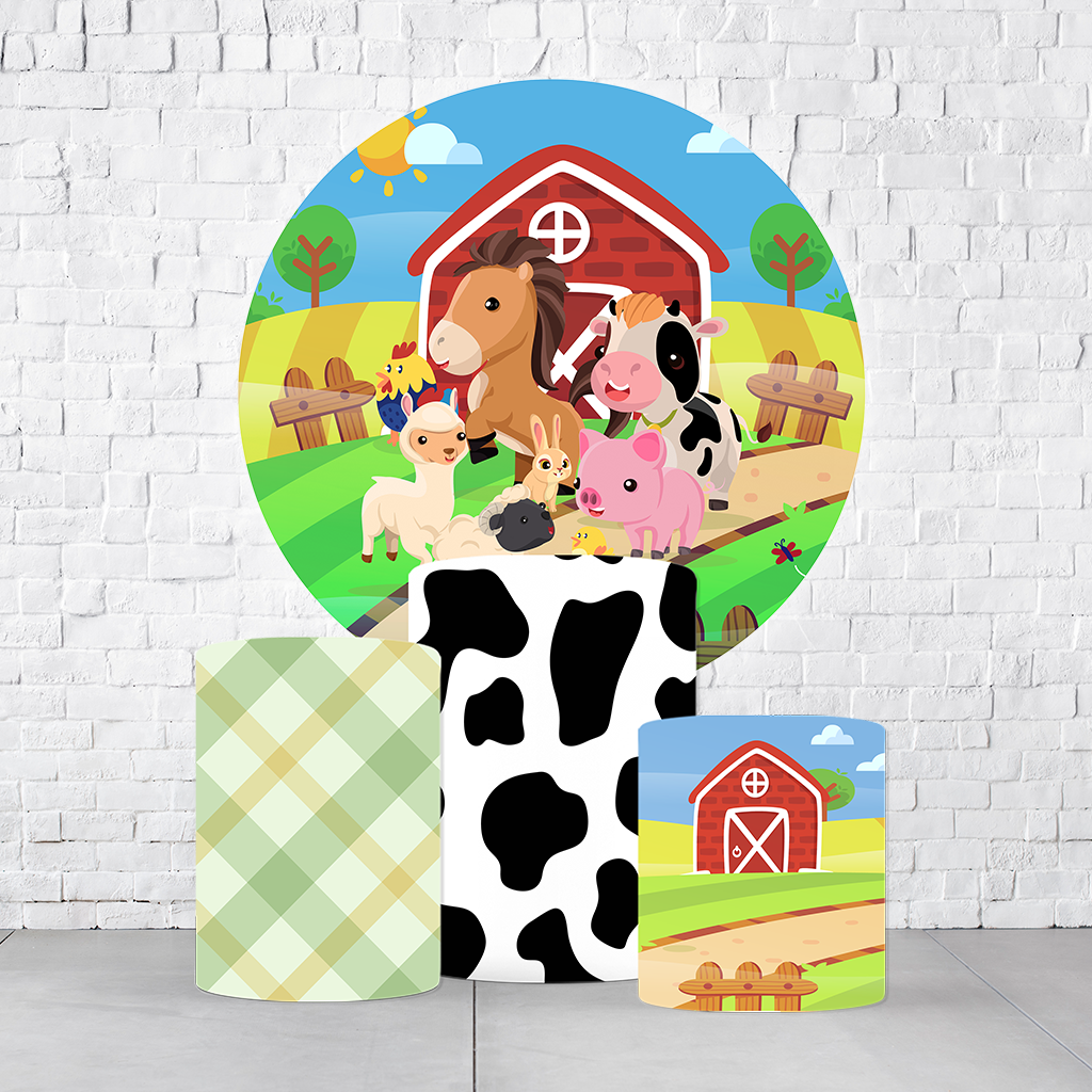 Kit Painel De Festa Fazendinha + Trio De Cilindros Em Tecido - Imagem 2