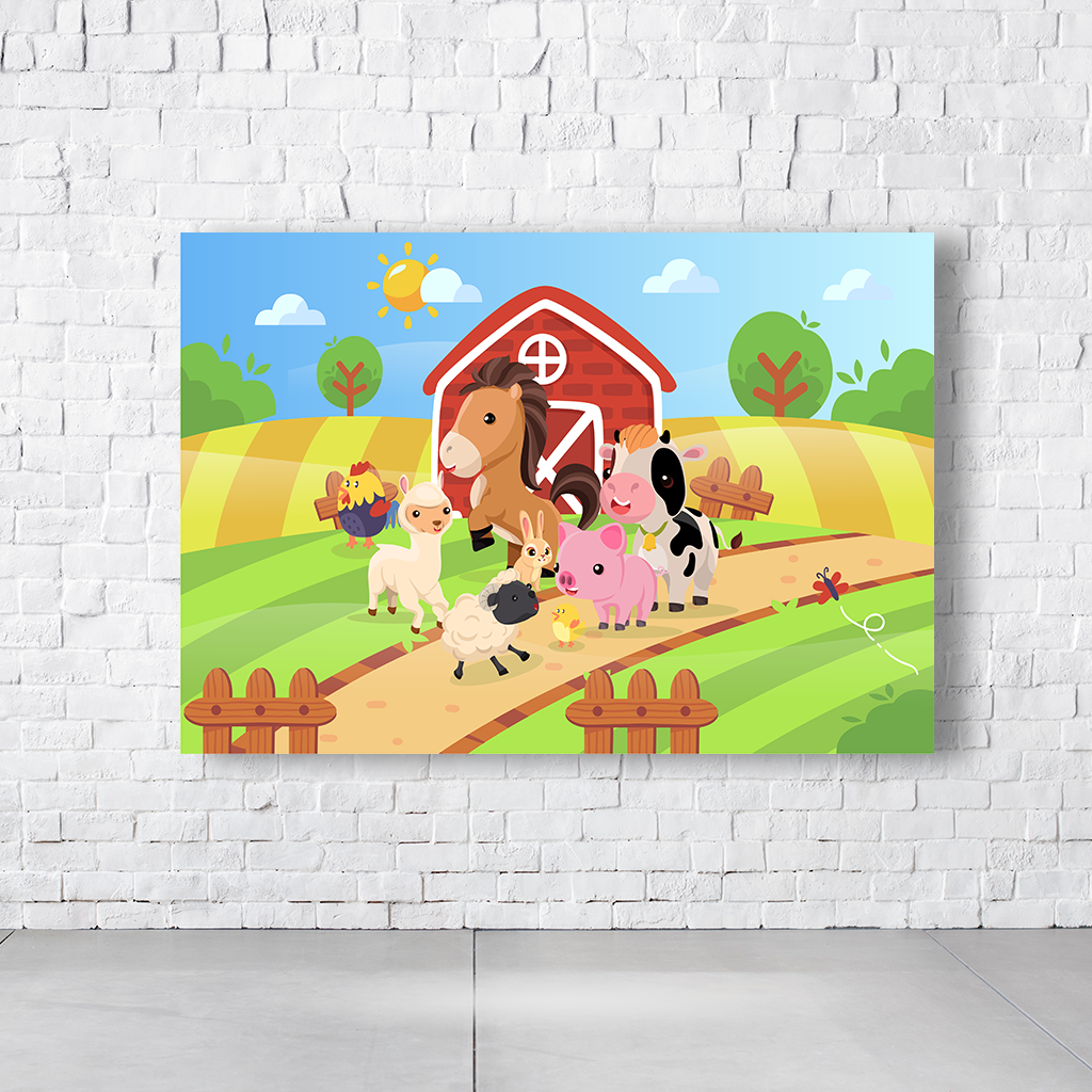 Painel Retangular Tema Fazendinha Em Tecido Oxford 100% Poliéster  PAINEL293