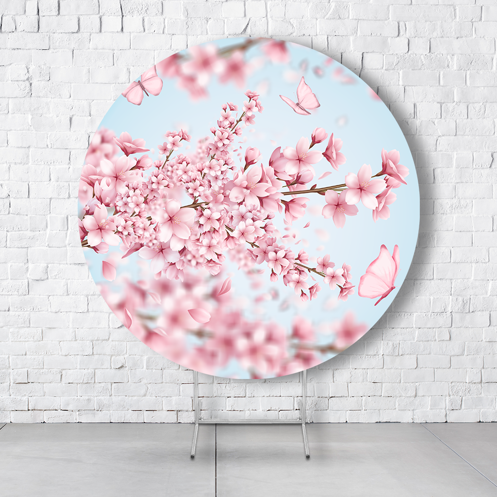 Painel De Festa Redondo Flor Em Tecido Helanca C/Elástico 1,50x1,50