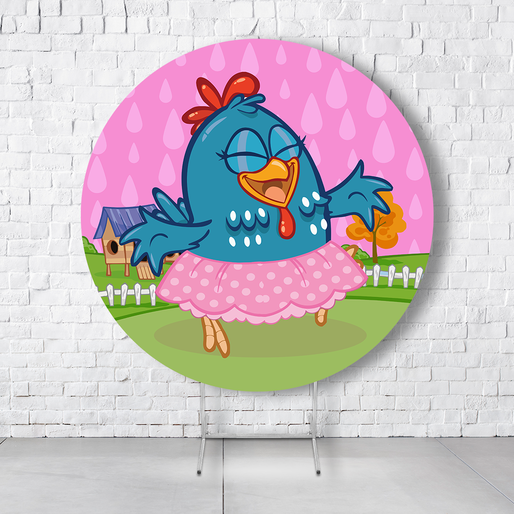 Painel De Festa Redondo Galinha Pintadinha Em Tecido Helanca C/Elástico 1,50x1,50 - Imagem 2