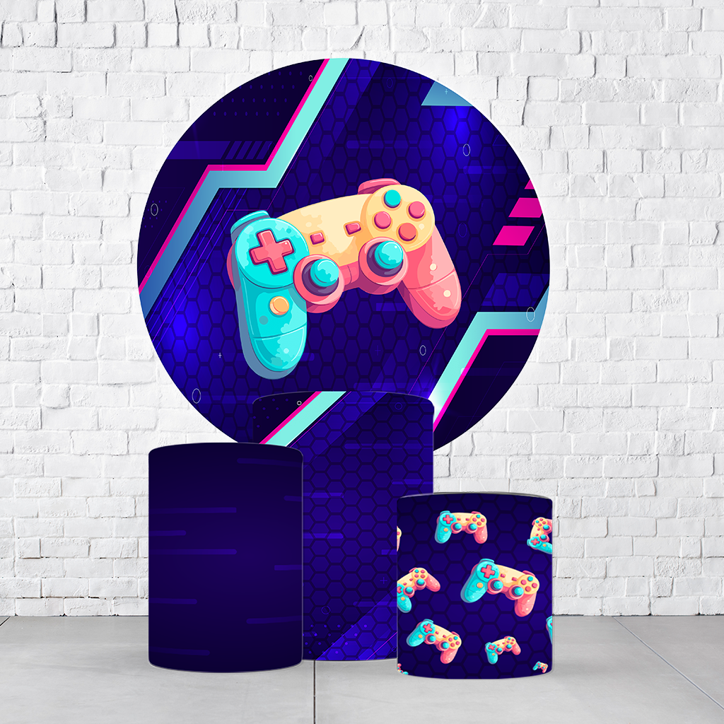 Kit Painel De Festa Gamer + Trio De Cilindros Em Tecido - Imagem 3