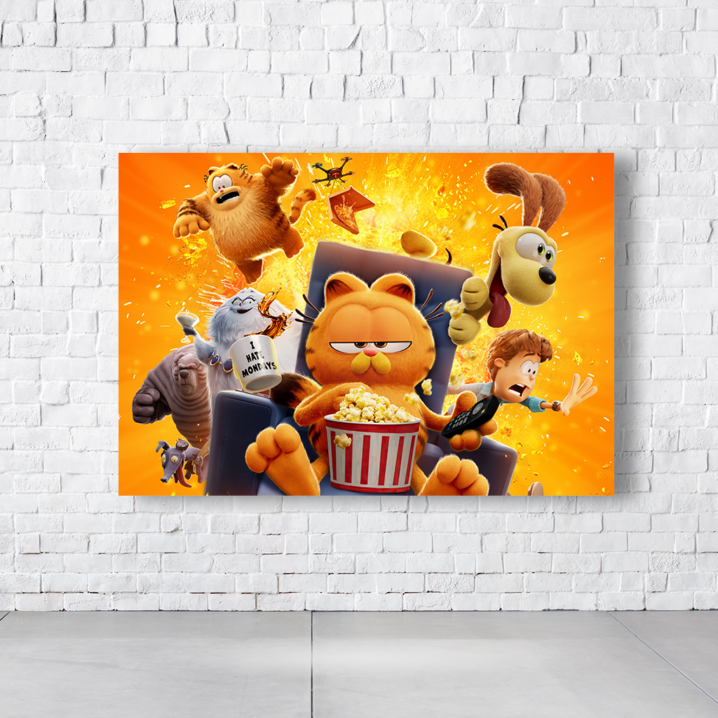 Painel Retangular Tema Garfield Em Tecido Oxford 100% Poliéster