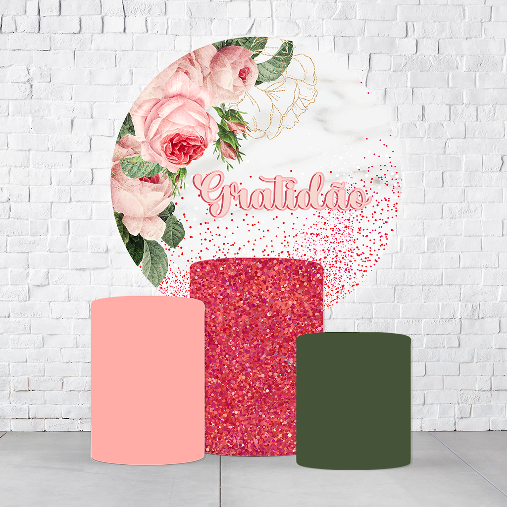 Kit Painel De Festa Gratidão + Trio De Cilindros Em Tecido - Imagem 3