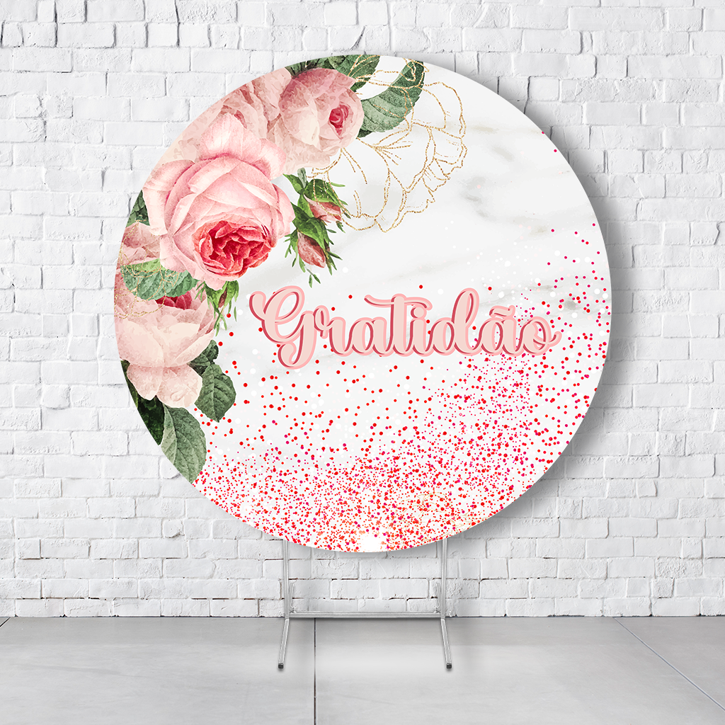 Painel De Festa Redondo Gratidão Em Tecido Helanca C/Elástico 1,50x1,50