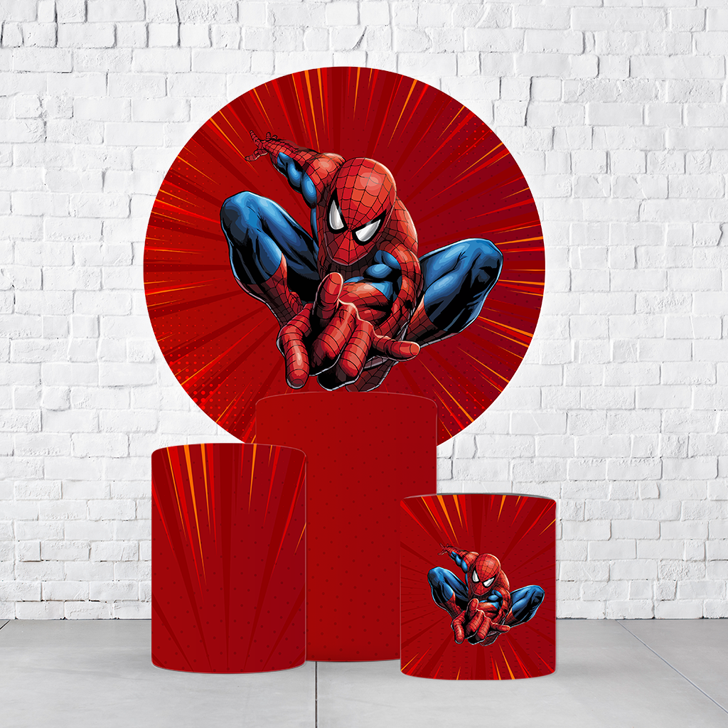 Kit Painel De Festa Homem-Aranha + Trio De Cilindros Em Tecido - Imagem 2