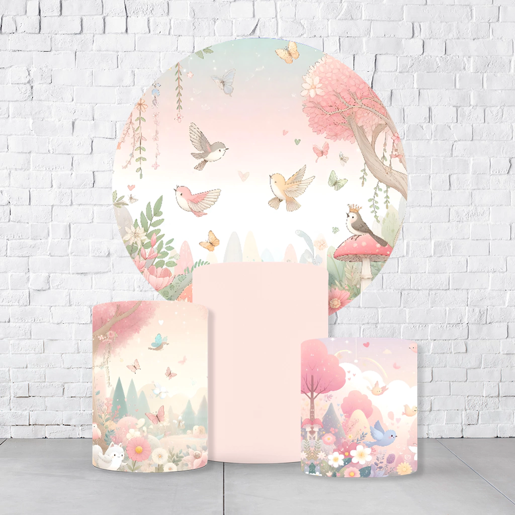 Kit Painel De Festa jardim Encantado + Trio De Cilindros Em Tecido - Imagem 4