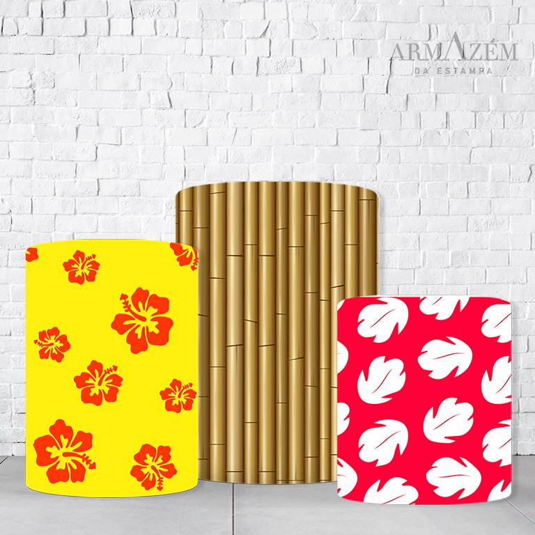 Trio de Cilindros Para Festas Lilo & Stitch Em Tecido Helanca C/Elástico  TRIODE868