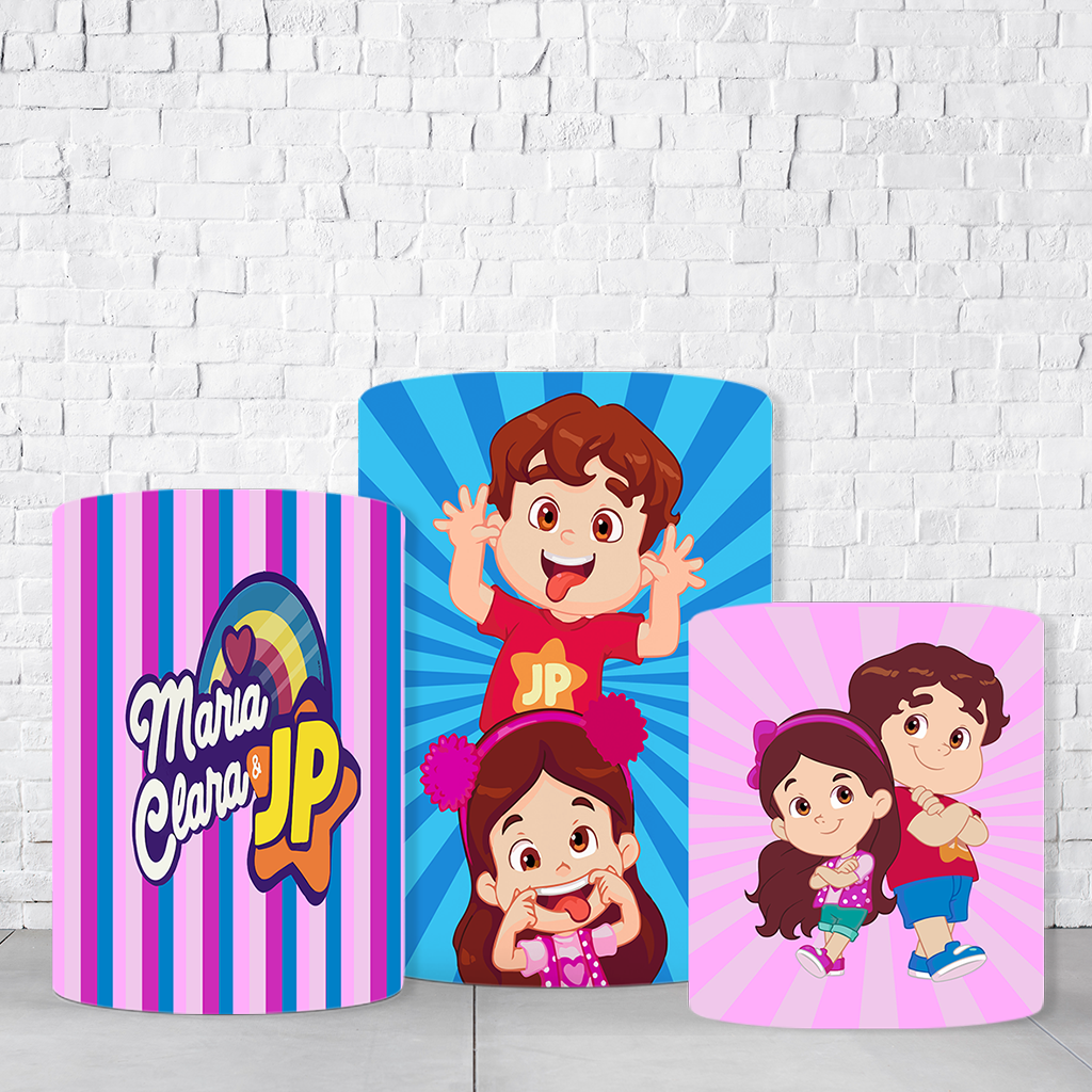 Trio de Cilindros Para Festas Maria Clara e JP Em Tecido Helanca C/Elástico