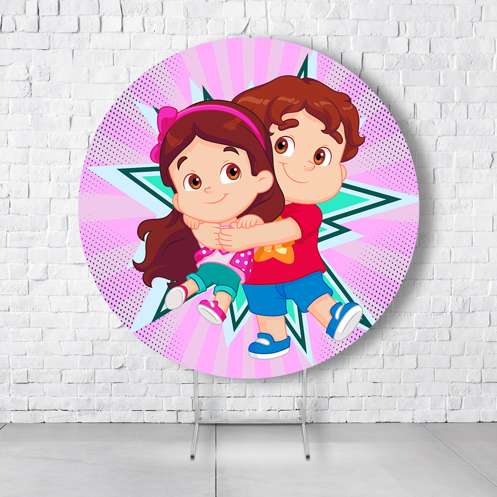 Painel De Festa Redondo Maria Clara e JP Em Tecido Helanca C/Elástico 1,50x1,50