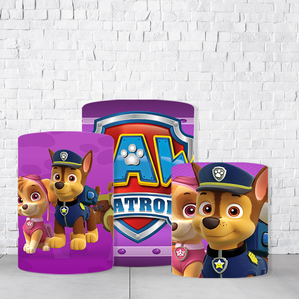 Trio de Cilindros Para Festas Patrulha Canina Em Tecido Helanca C/Elástico  TRIODE148