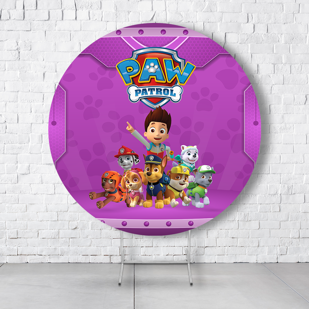 Painel De Festa Redondo Patrulha Canina Em Tecido Helanca C/Elástico 1,50x1,50  PAINEL225