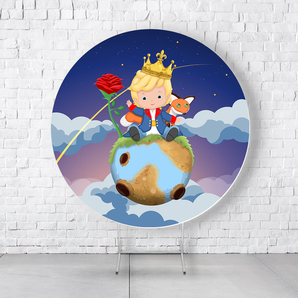 Painel De Festa Redondo Pequeno Príncipe Em Tecido Helanca C/Elástico 1,50x1,50