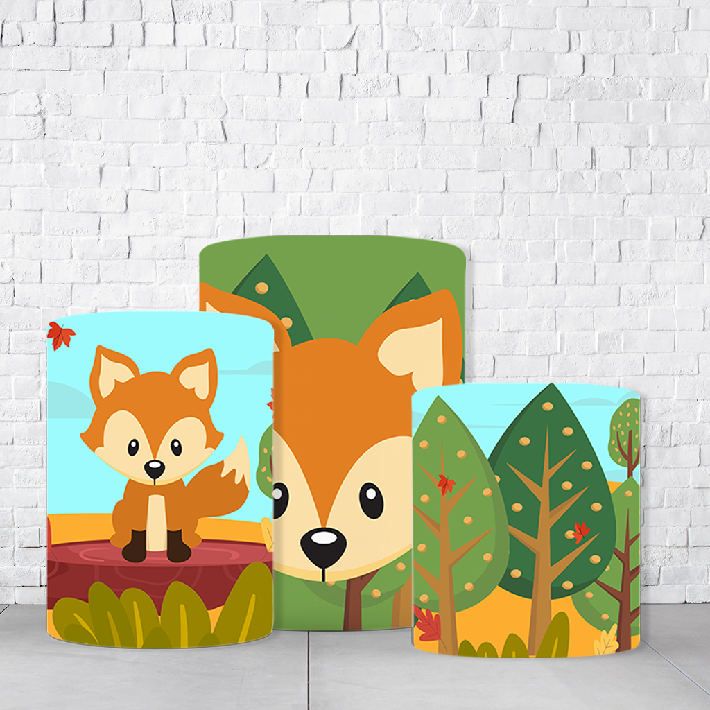 Trio de Cilindros Para Festas Raposinha Em Tecido Helanca C/Elástico