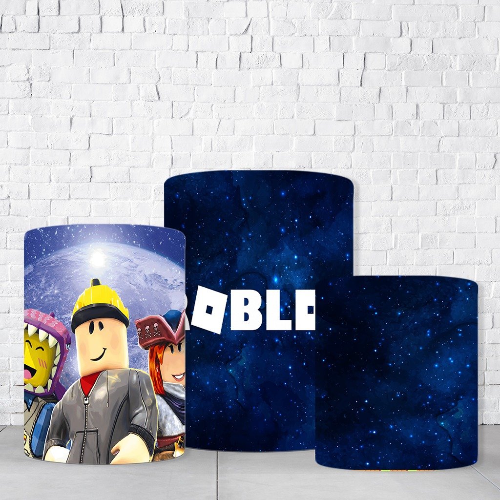 Trio de Cilindros Para Festas Roblox Em Tecido Helanca C/Elástico