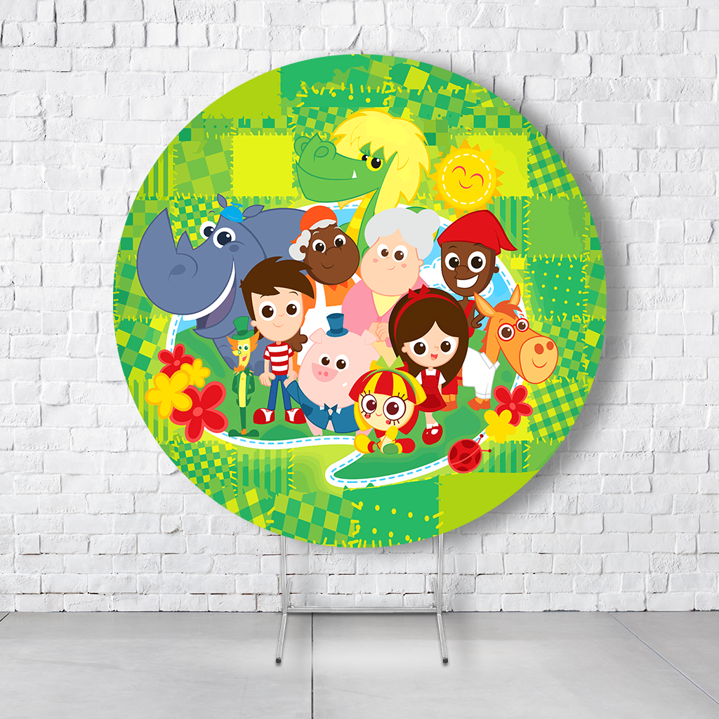 Painel De Festa Redondo Sítio Do Pica Pau Amarelo Em Tecido Helanca C/Elástico 1,50x1,50