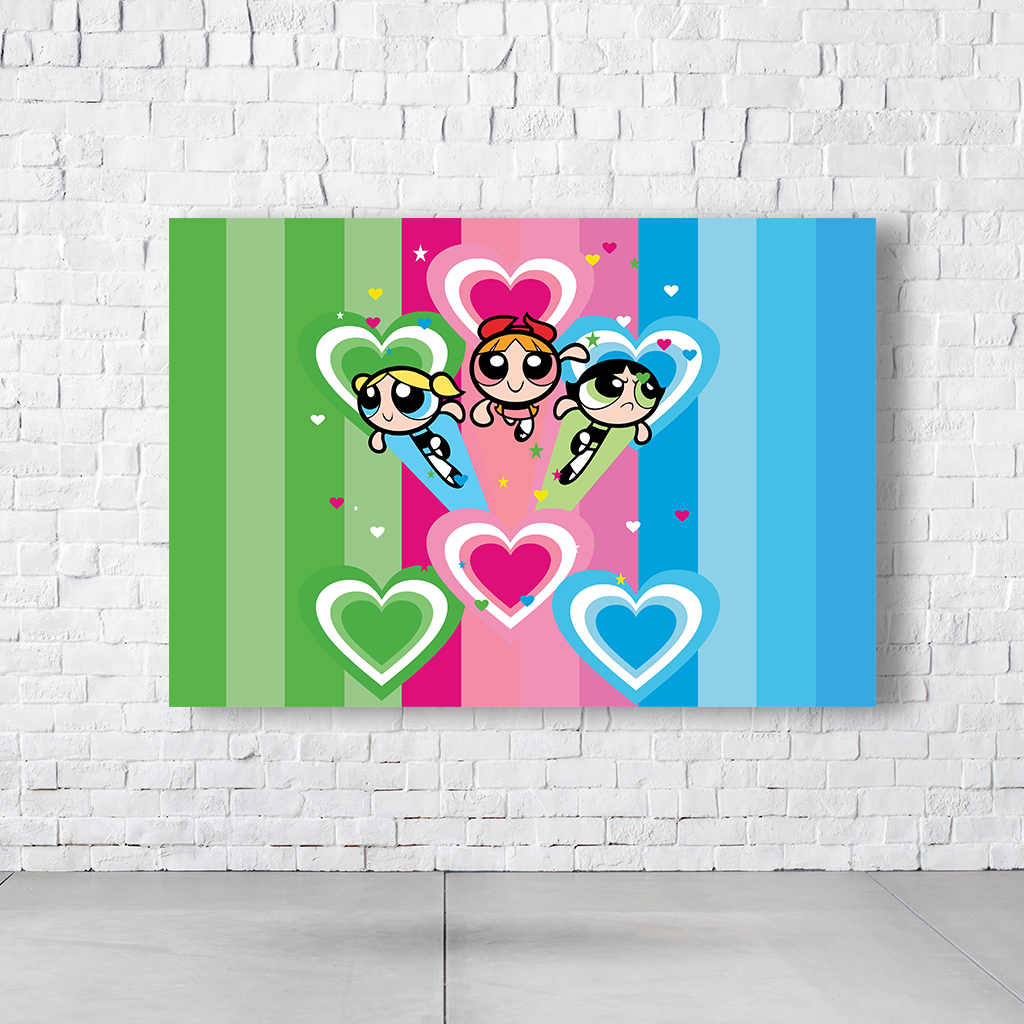 Painel Retangular Tema Meninas Super Poderosas Em Tecido Oxford 100% Poliéster