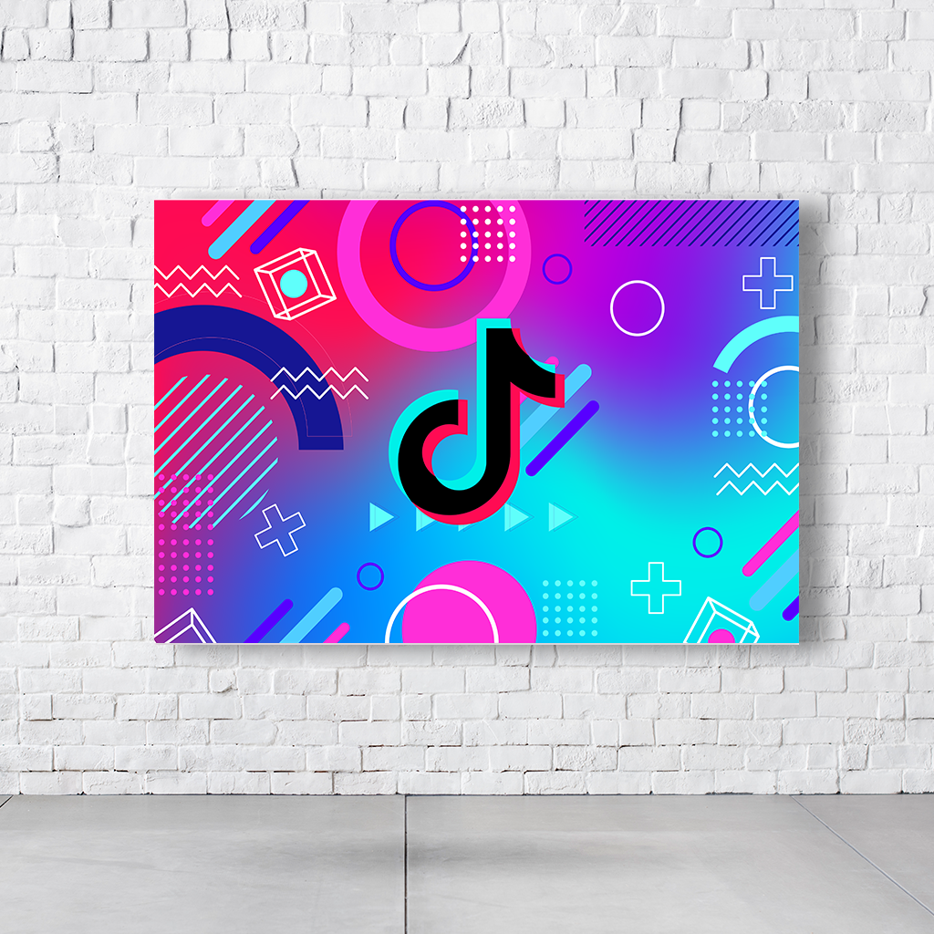 Painel Retangular Tema TikTok Em Tecido Oxford 100% Poliéster