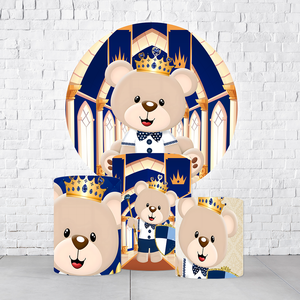 Kit Painel De Festa Ursinho + Trio De Cilindros Em Tecido