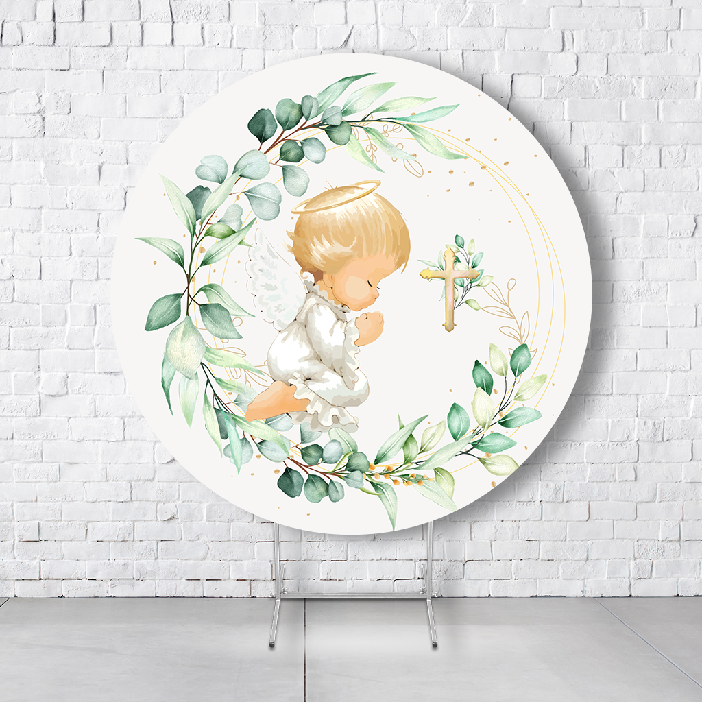 Painel De Festa Redondo Batizado Em Tecido Helanca C/Elástico 1,50x1,50  PAINEL325