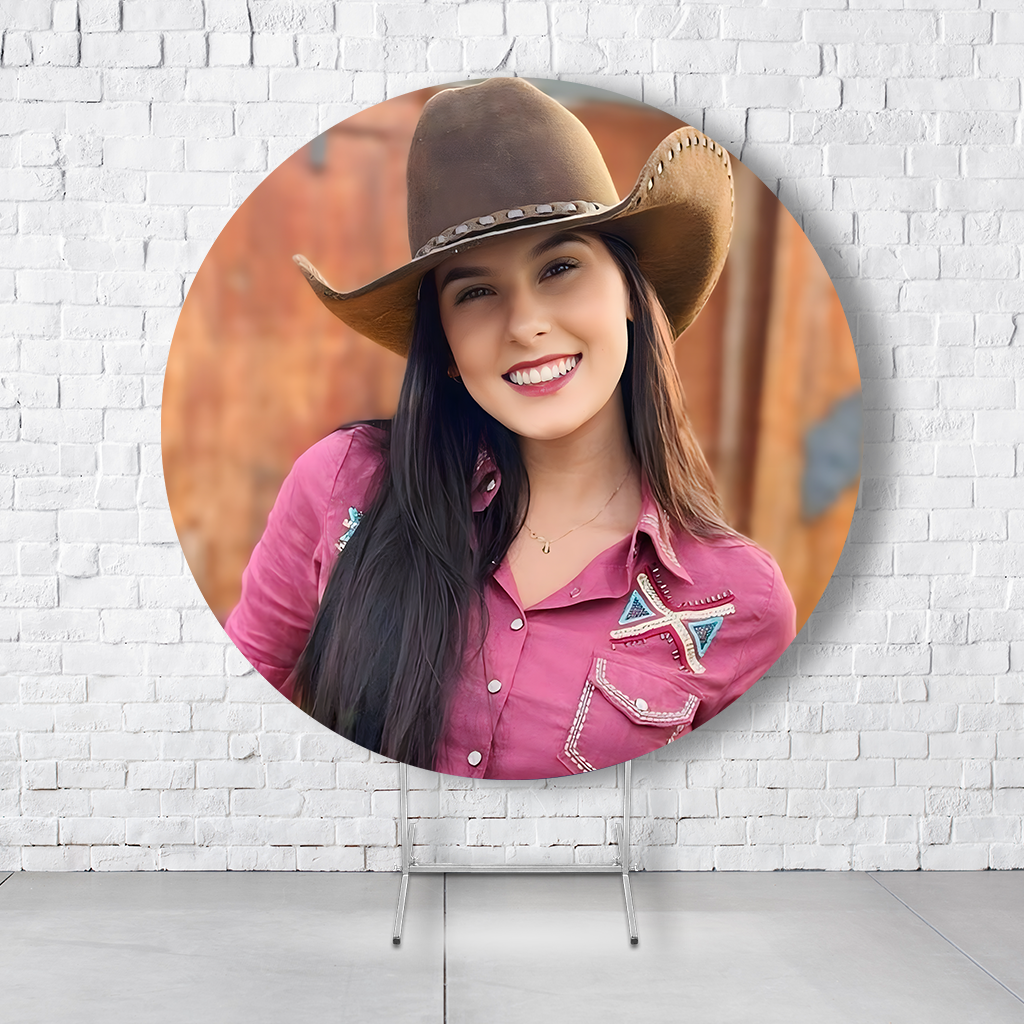 Painel De Festa Redondo Boiadeira Em Tecido Helanca C/Elástico 1,50x1,50