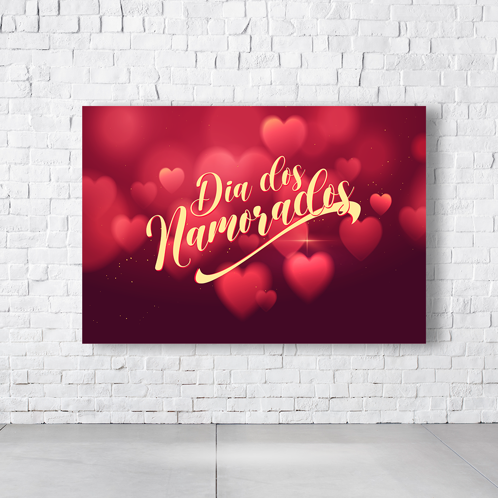 Painel Retangular Tema Dia Dos Namorados Em Tecido Oxford 100% Poliéster - Imagem 1