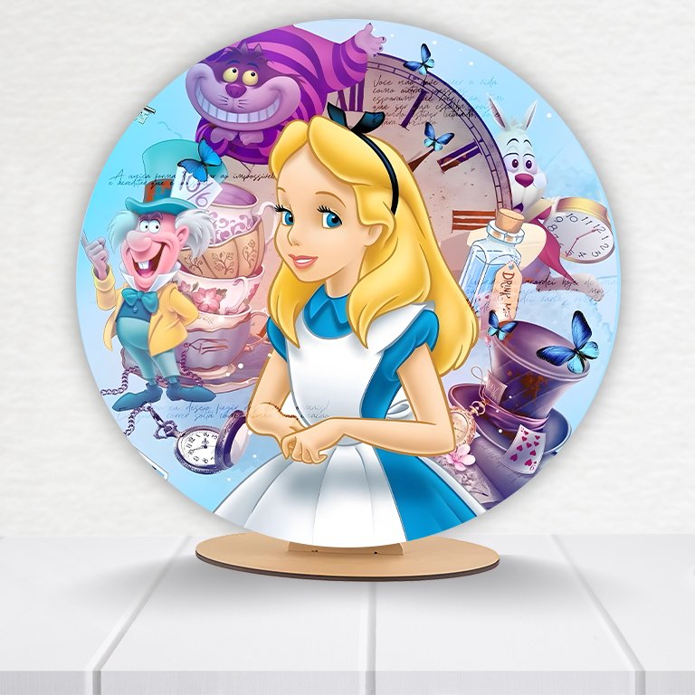Painel Redondo Alice No País Das Maravilhas 50x50cm