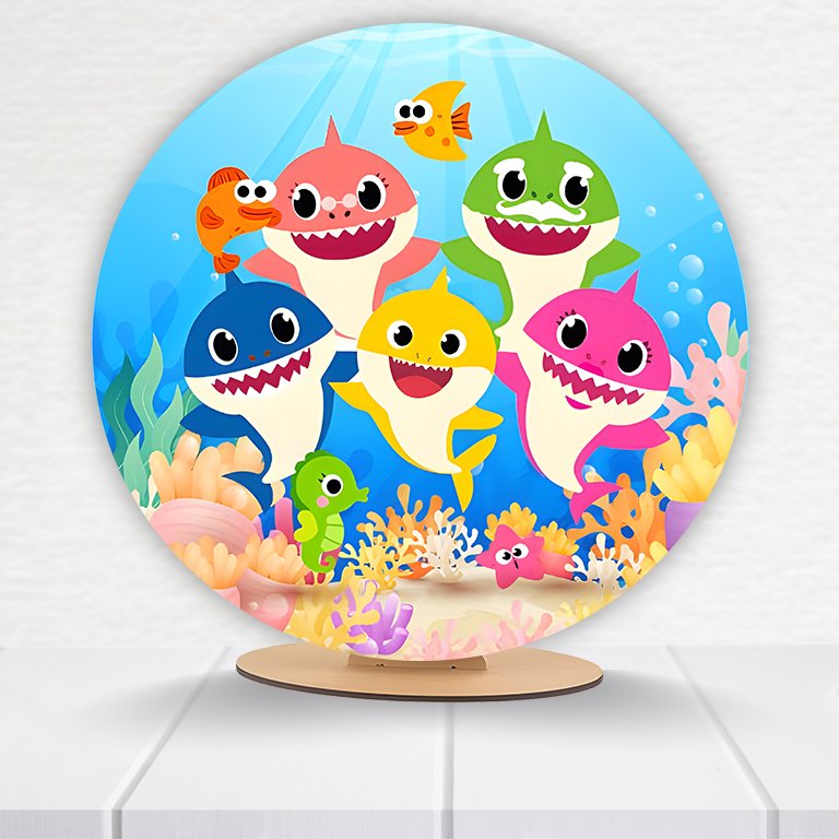 Painel Redondo Baby Shark 50x50cm - Imagem 2