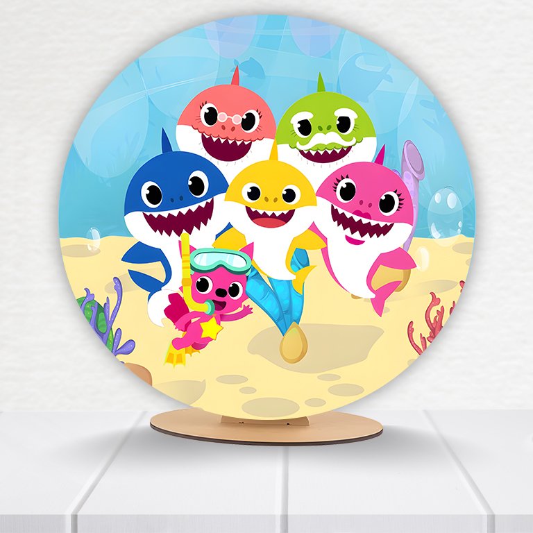 Painel Redondo Baby Shark 50x50cm - Imagem 5