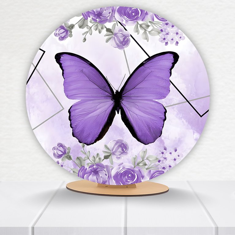 Painel Redondo Borboleta 50x50cm  PAINEL120