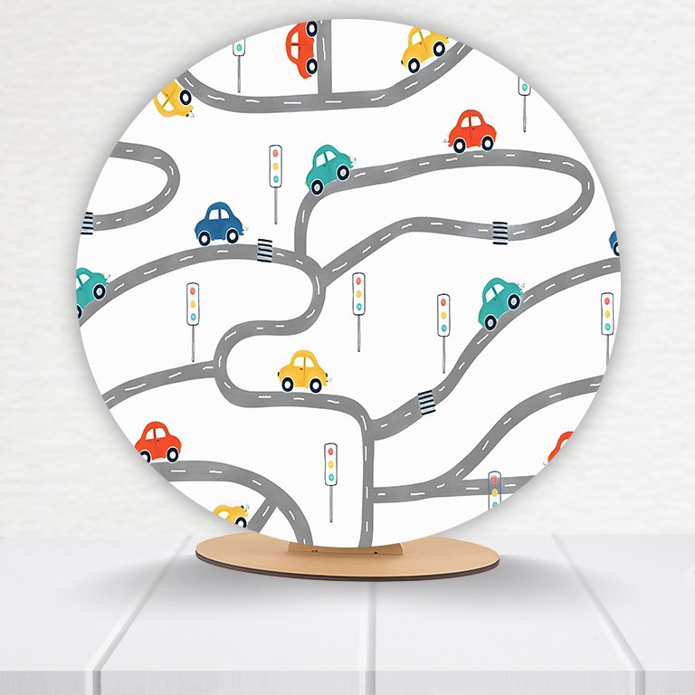 Painel Redondo Carrinhos 50x50cm