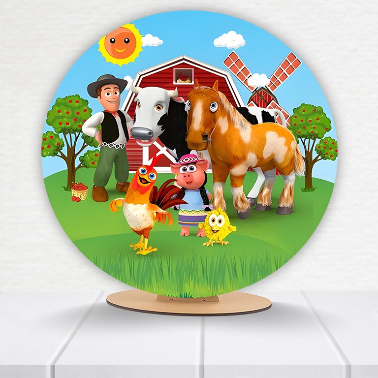 Painel Redondo Fazendinha 50x50cm - Imagem 11