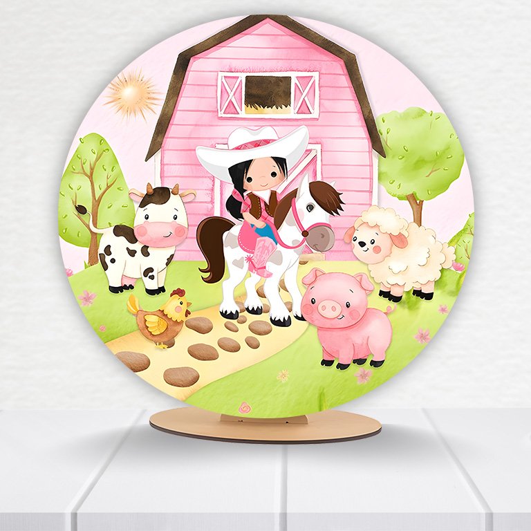Painel Redondo Fazendinha 50x50cm - Imagem 8