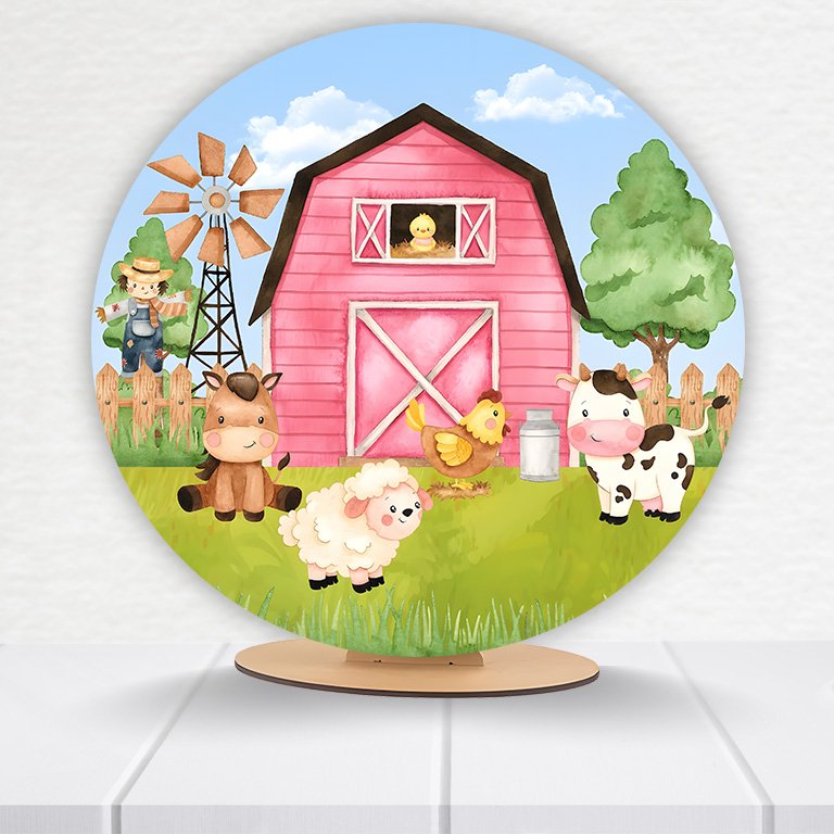 Painel Redondo Fazendinha 50x50cm - Imagem 18