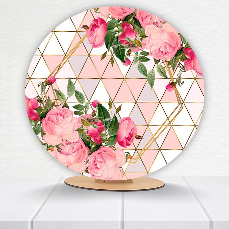 Painel Redondo Flores 50x50cm