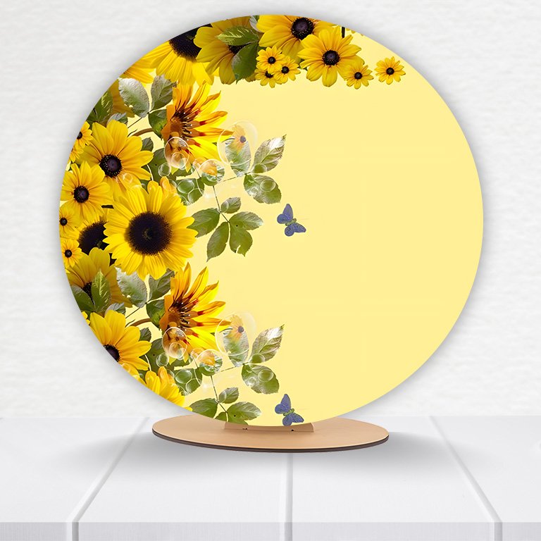 Painel Redondo Flores 50x50cm  PAINEL845 - Imagem 8