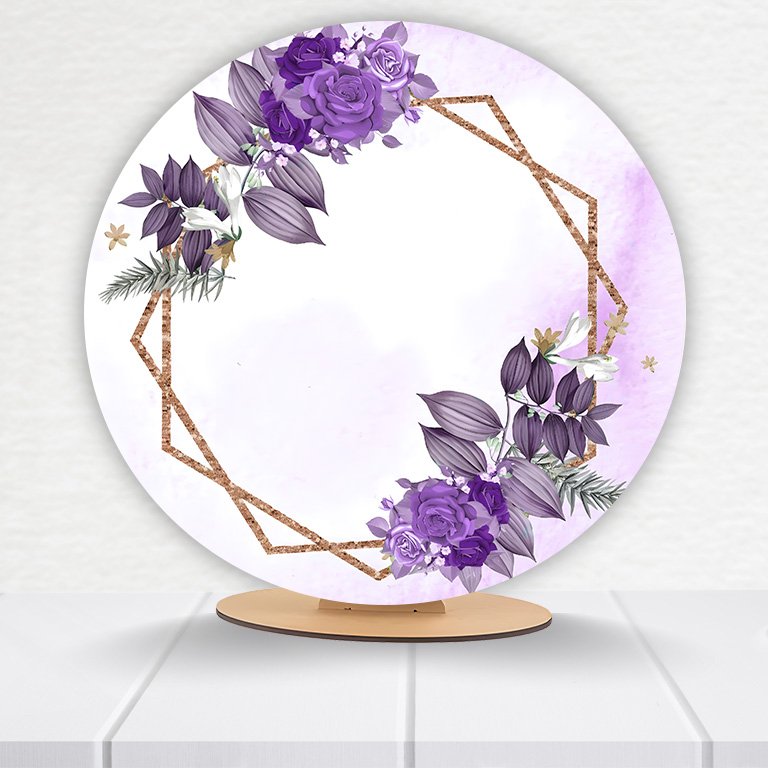 Painel Redondo Flores 50x50cm  PAINEL938 - Imagem 2